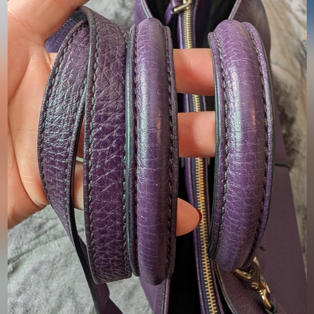 Tod's Purple Leather Satchel Handbag with Adjustable Strap - Picture 7 of 15